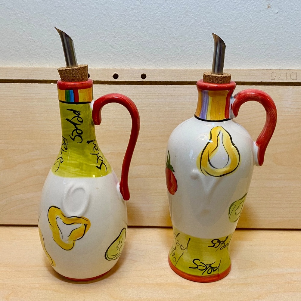 Set Of 2 Tabletops Unlimited Gallery Oil & Vinegar Cruets Salad 101 - Rare